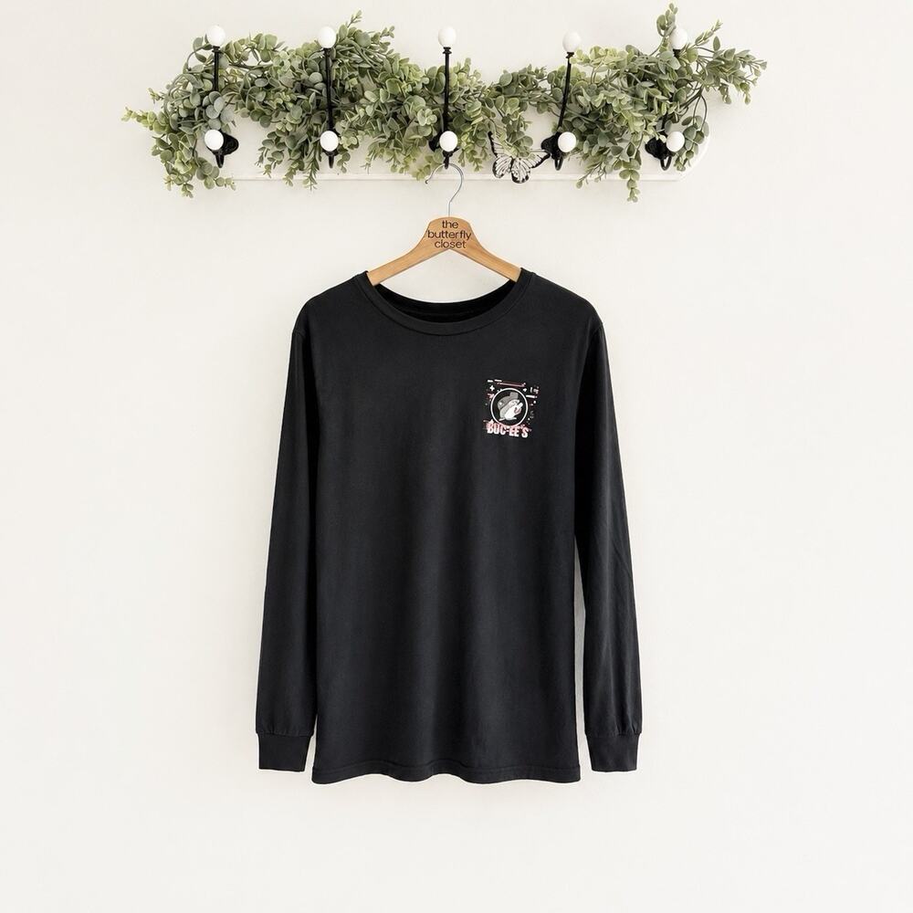 Buc-ee’s Black Long Sleeve Graphic Retro Style Art Four Square Large 20 5794